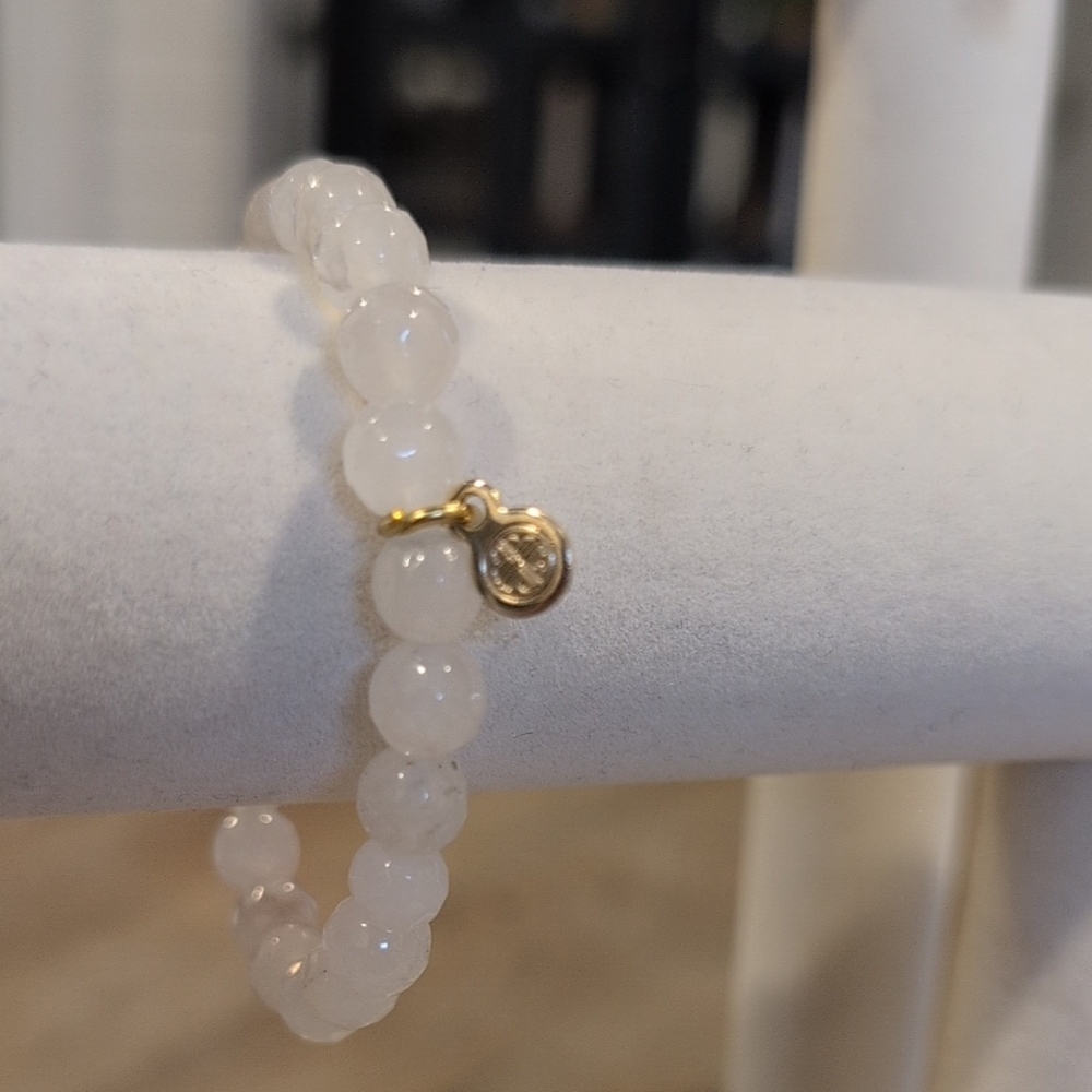 Budhagirl Gold and Cream Beaded Bracelet